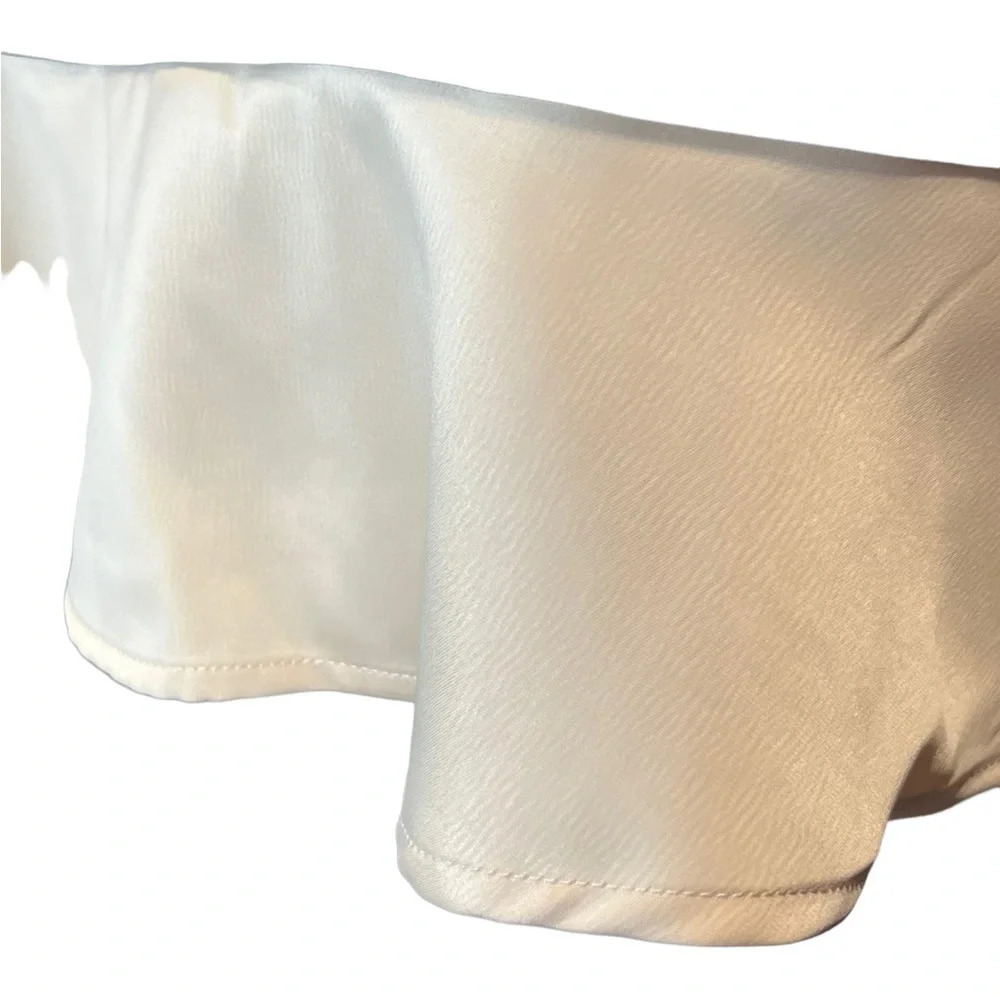 Pleione Vneck Black Satin Tank with Champagne Ruffle - Picture 5 of 6